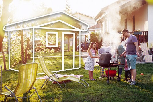 Familie im Garten